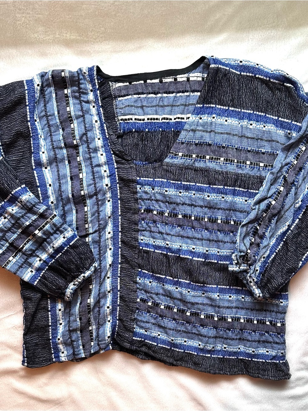 Lemlem by Liya Kebede Ethiopia Gauzie Cotton Wool Boho Top Blouse M Indie Blue